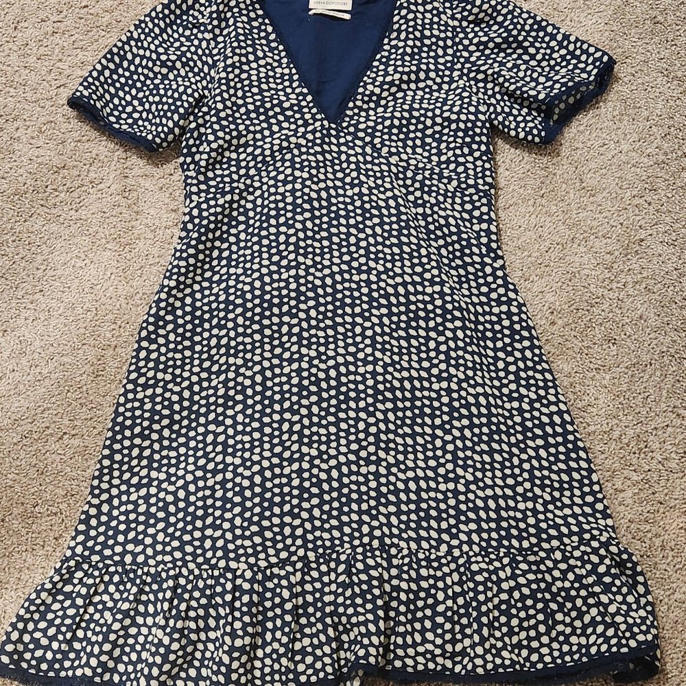 Urban Outfitters UO Navy Blue Polka Dot Newport Mini Dress Women's Size Small